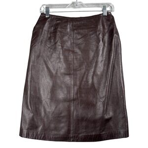 Sarah Taylor Vintage Genuine Leather Pencil‎ Skirt 4 Brown Dark Academia Career